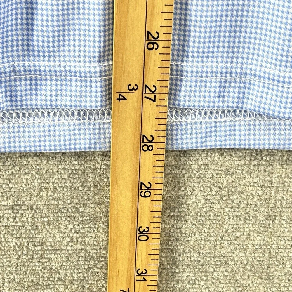 Collars & Co. Golf Polo Shirt Men Size Small Light Blue Gingham‎ Short Sleeve